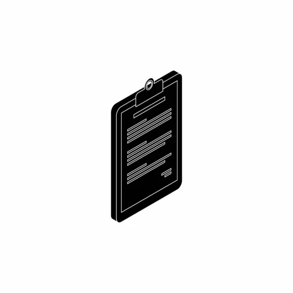 Clipboard Isometric Right View White Outline Icon Vector Isometric — Stock Vector