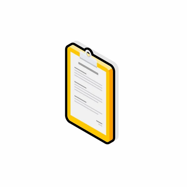 Clipboard Isometric Left View Black Stroke Shadow Icon Vector Isometric — 스톡 벡터