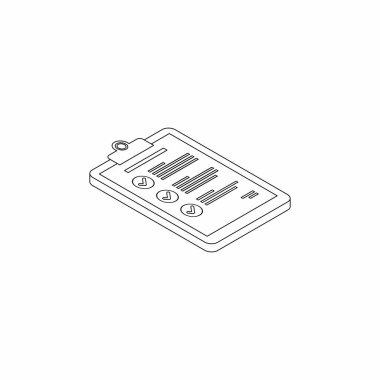 Kontrol Listesi Isometric sağ görünümü - Siyah Çizgi ikon vektörü izometrik.
