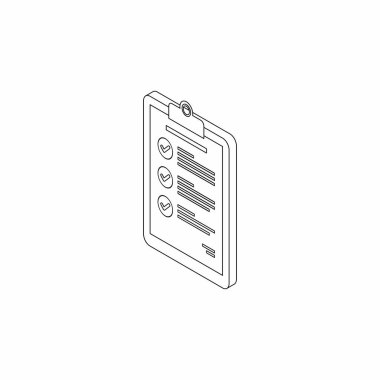Kontrol Listesi Isometric sol görünümü - Siyah Çizgi ikon vektörü izometrik.