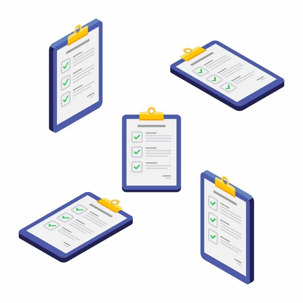 Checkliste Isometrisch Flach Vektor Mit Weißem Hintergrund — Stockvektor