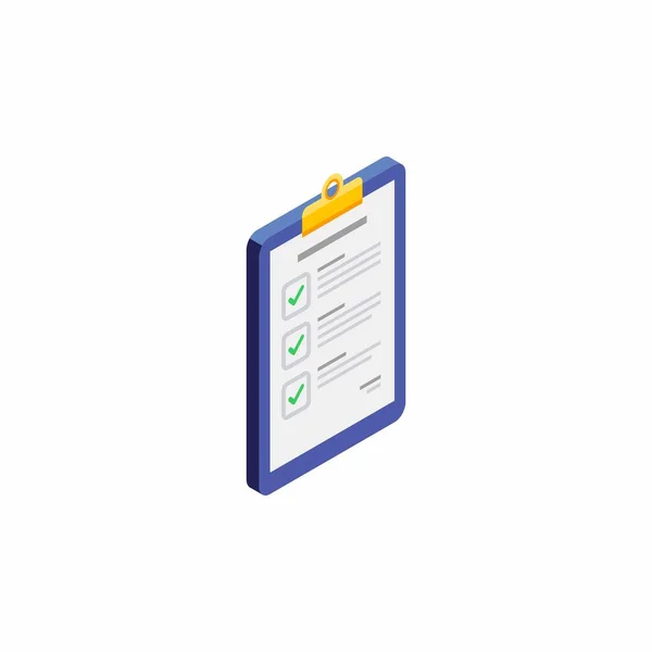 Checklist Isometric Right View White Background Icon Vector Isometric — Stock Vector
