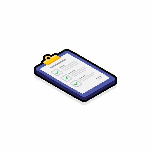 Checklist Isometric Right View Black Stroke Shadow Icon Vector Isometric — 스톡 벡터