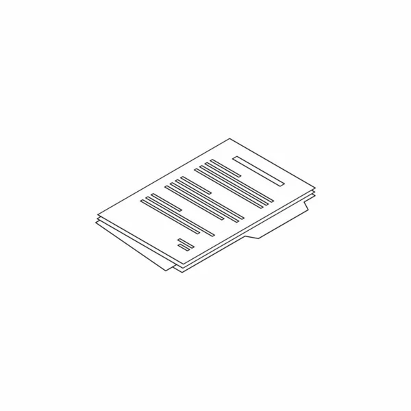 Document Isometric Left View Black Outline Icon Vektor Isometric — Stockvektor