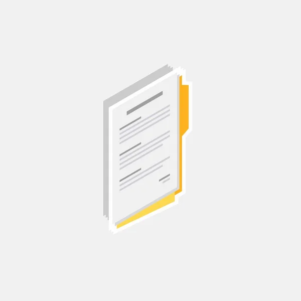 Document Isometric Right View White Stroke Shadow Icon Vektor Isometric — Stockvektor