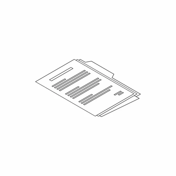 Document Isometric Right View Black Outline Icon Vektor Isometric — Stockvektor