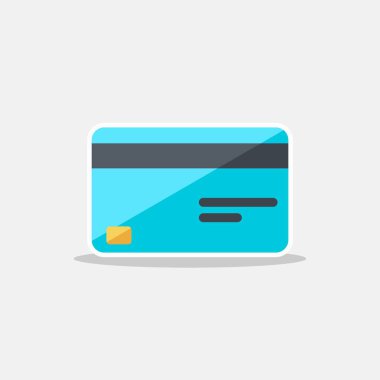 Kredi kartı - Beyaz Vuruş + Gölge simgesi vektörü izole edildi.