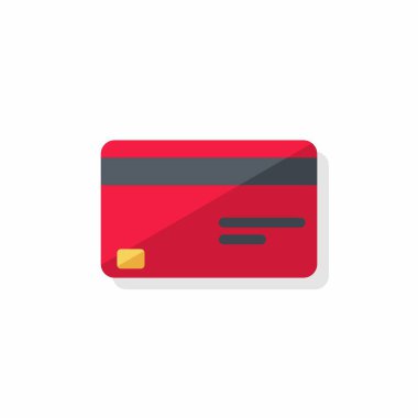 Kredi kartı Kırmızı - Gölge simgesi vektörü izole edildi.