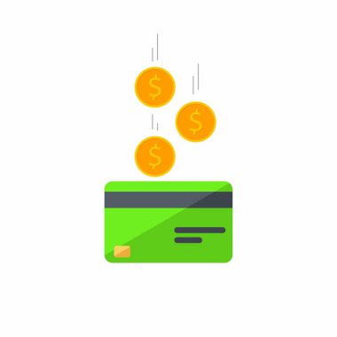 Para bir banka kartı alır Yeşil - Beyaz Arkaplan simge vektörü izole.