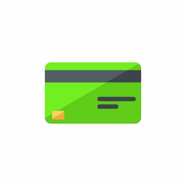 クレジットカードの緑 白の背景のアイコンベクトル — ストックベクタ