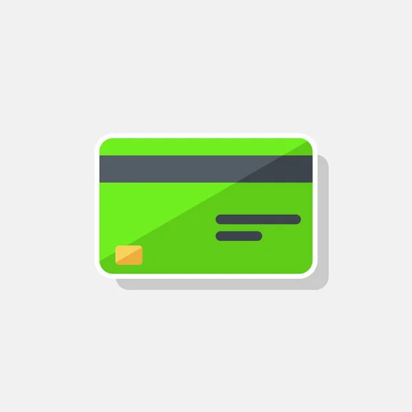 Kreditkort Grön Vit Stroke Shadow Ikon Vektor Isolerad — Stock vektor