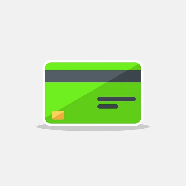 Kreditkort Grön Vit Stroke Shadow Ikon Vektor Isolerad — Stock vektor