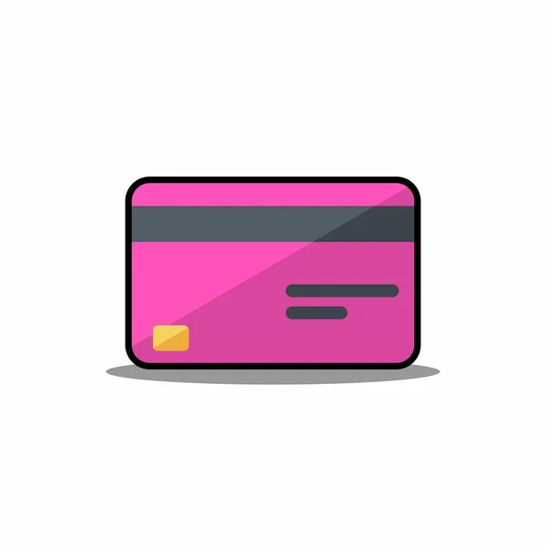 Cartão Crédito Pink Black Stroke Shadow Vector Ícone Isolado — Vetor de Stock
