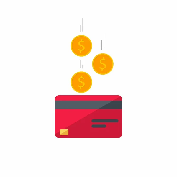 Hotovost Získat Bankovní Kartu Červená Bílé Pozadí Ikona Vektor Izolovaný — Stockový vektor