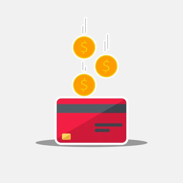 Trésorerie Obtenir Une Carte Bancaire Rouge Avc Blanc Ombre Icône — Image vectorielle