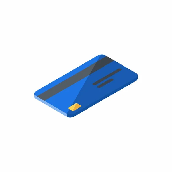 Kreditní Karta Modré Pravé Zobrazení Bílé Pozadí Ikona Vektor Izometrické — Stockový vektor
