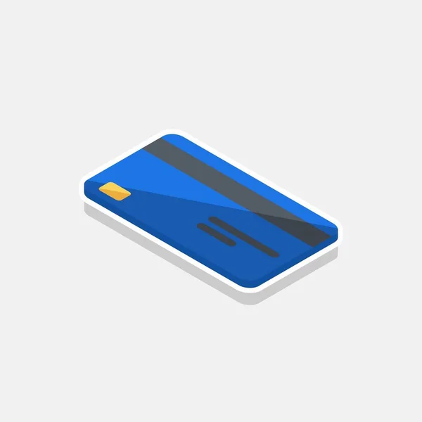 Creditcard Blauw Links Bekijken White Stroke Shadow Icon Vector Isometric — Stockvector