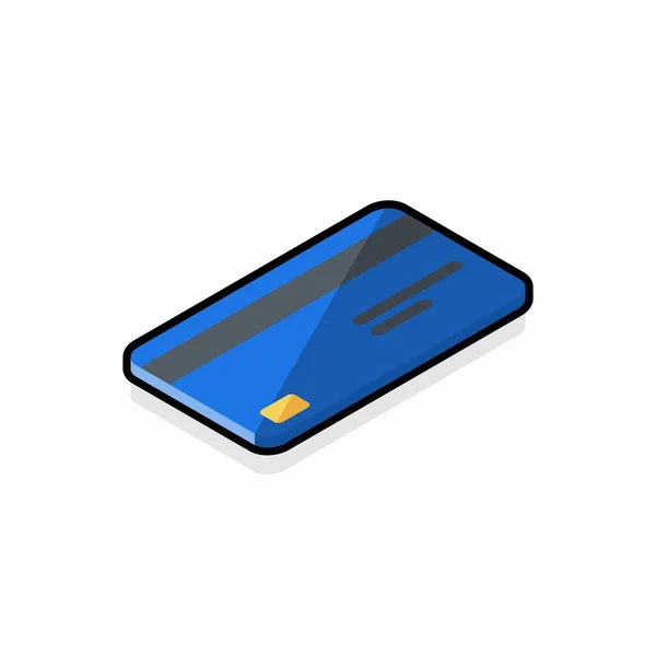 Credit Card Blauw Rechts Black Stroke Shadow Icon Vector Isometrisch — Stockvector