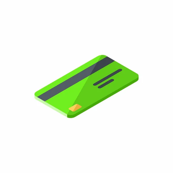 Creditcard Groen Rechts Wit Achtergrond Icoon Vector Isometrisch — Stockvector