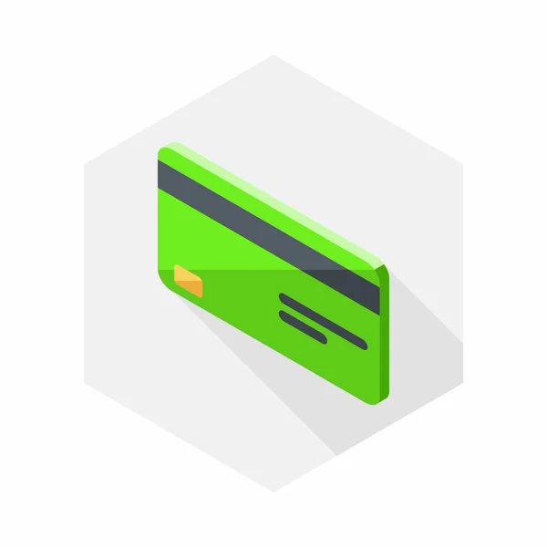 Kreditní Karta Green Left View Ikona Vektor Izometrický — Stockový vektor