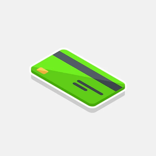 Kreditkort Grön Vänstervy White Stroke Shadow Ikon Vektor Isometrisk — Stock vektor
