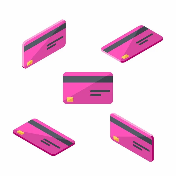 Kreditní Karta Pink Isometric Flat Bílé Pozadí Ikona Vektor — Stockový vektor
