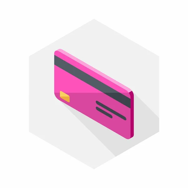Credit Card Pink Left View Icon Vector Isometric — Stock Vector