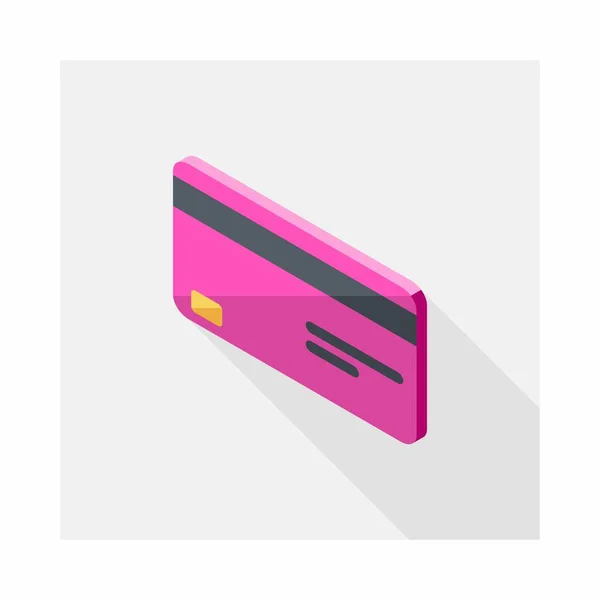 Cartão Crédito Rosa Vista Esquerda Ícone Vetor Isométrico — Vetor de Stock