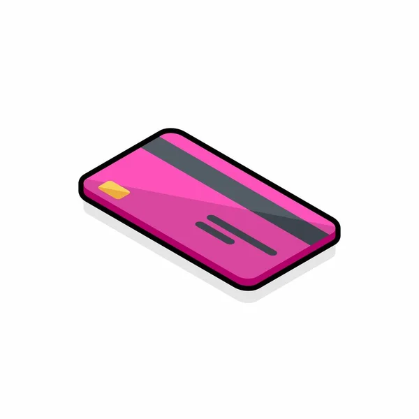 Creditcard Roze Links Bekijken Black Stroke Shadow Icon Vector Isometric — Stockvector