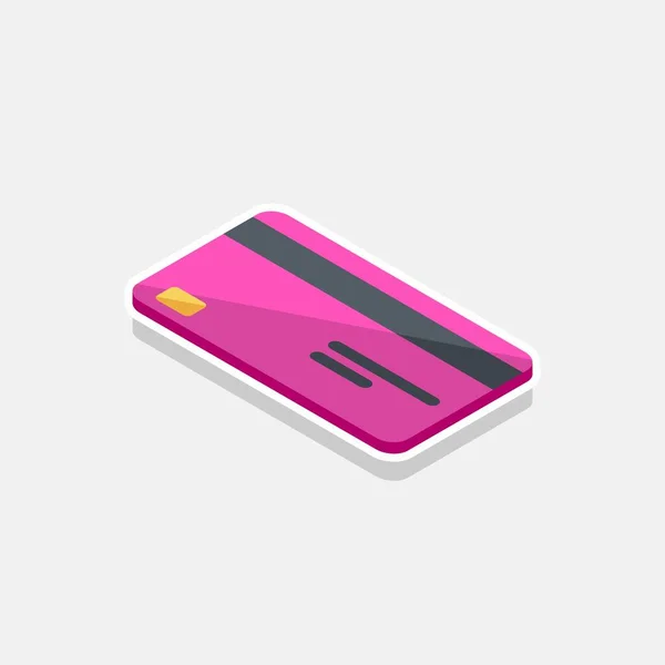 Creditcard Roze Links Bekijken White Stroke Shadow Icon Vector Isometric — Stockvector