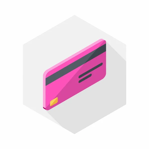 Kreditkarte Rosa Rechte Ansicht Symbol Vektor Isometrisch — Stockvektor