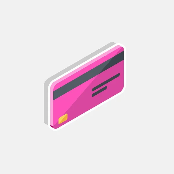 Cartão Crédito Vista Direita Rosa White Stroke Shadow Icon Vector — Vetor de Stock
