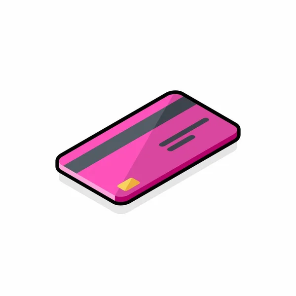 クレジットカードのピンクの右側のビュー ブラックストローク シャドウアイコンベクトルの等価性 — ストックベクタ