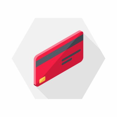 Kredi kartı Kırmızı sağ görünüm ikon vektörü izometrik.