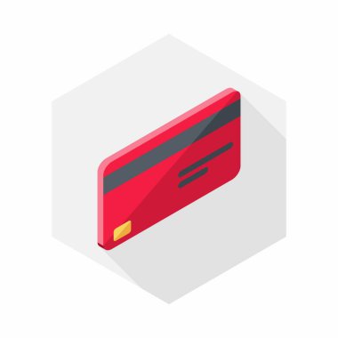 Kredi kartı Kırmızı sağ görünüm ikon vektörü izometrik.
