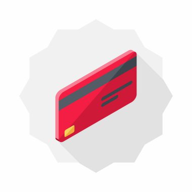 Kredi kartı Kırmızı sağ görünüm ikon vektörü izometrik.