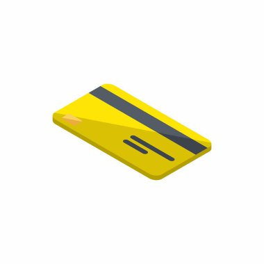 Kredi kartı Sarı sol görünüm - Beyaz Arkaplan ikon vektörü izometrik.