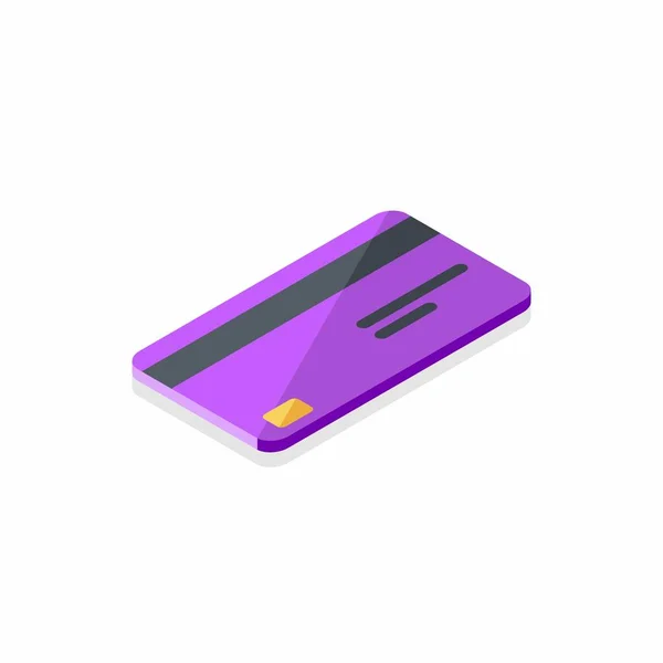Credit Card Purple Right View Shadow Icon Vector Isometric — Stock Vector