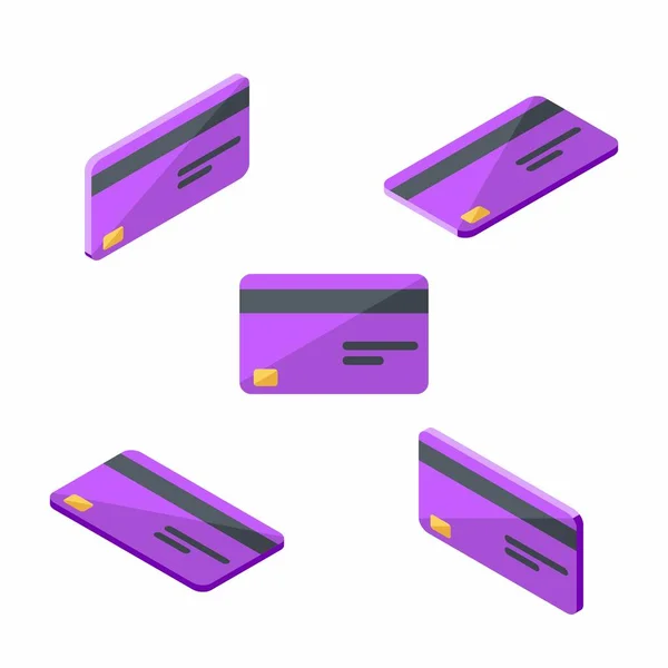 Πιστωτικές Κάρτες Purple Isometric Flat Λευκό Φόντο Διάνυσμα Εικονίδιο — Διανυσματικό Αρχείο