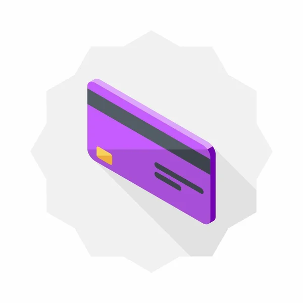 Tarjeta Crédito Purple Left View Icon Vector Isométrico — Vector de stock