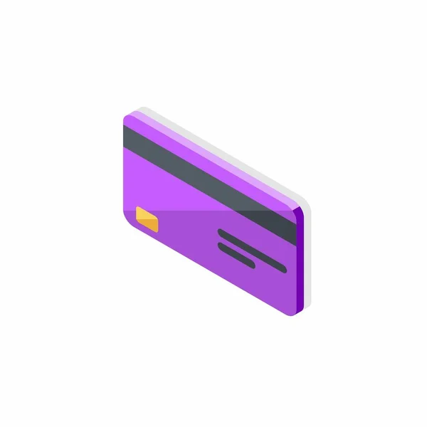 Credit Card Purple Left View Shadow Icon Vector Isometric — Stock Vector