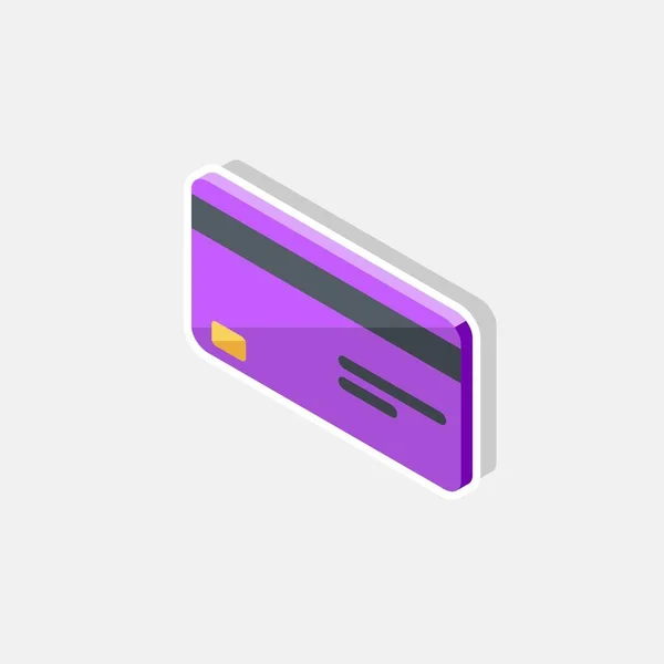 Tarjeta Crédito Purple Left View White Stroke Shadow Icon Vector — Vector de stock