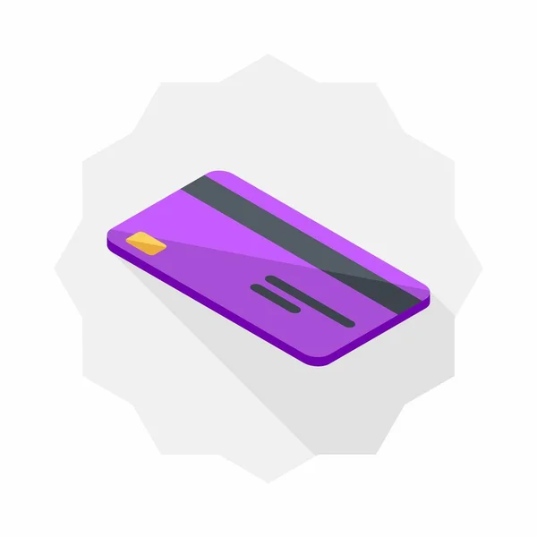 Tarjeta Crédito Purple Left View Icon Vector Isométrico — Vector de stock