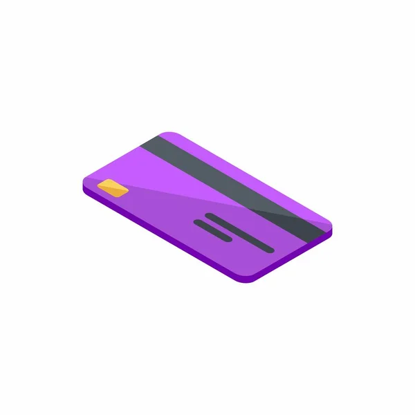 Kreditkort Lila Vänster Vit Bakgrund Ikon Vektor Isometrisk — Stock vektor