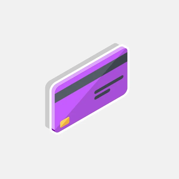 Πιστωτικές Κάρτες Purple Right View White Stroke Shadow Icon Vector — Διανυσματικό Αρχείο