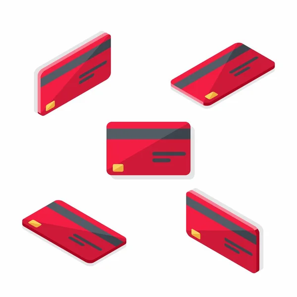 Kreditkarte Red Isometric Flat Schattensymbol Vektor — Stockvektor