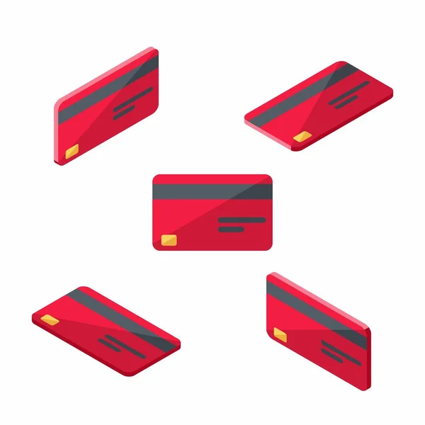 Kreditkarte Red Isometric Flat White Hintergrundsymbol Vektor — Stockvektor