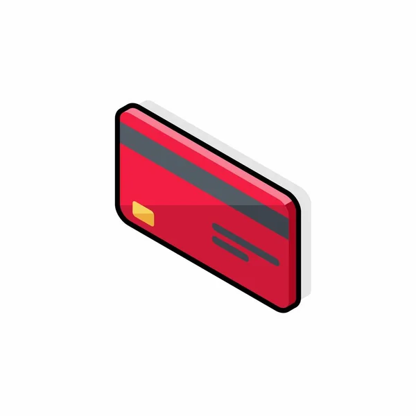 Kreditkarte Rote Ansicht Links Black Stroke Shadow Icon Vektor Isometrisch — Stockvektor