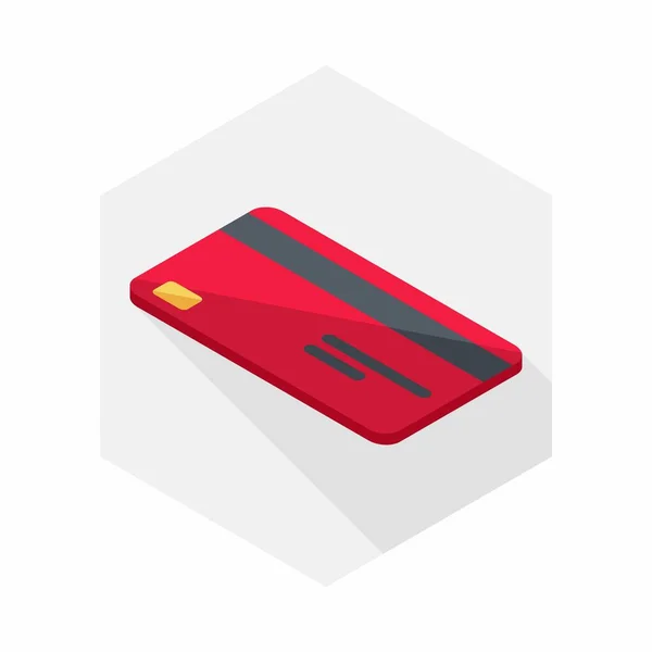 Tarjeta Crédito Red Left View Icon Vector Isométrico — Vector de stock