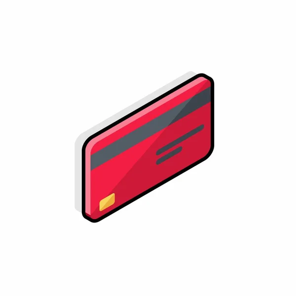 Kreditkarte Rot Rechte Ansicht Black Stroke Shadow Icon Vektor Isometrisch — Stockvektor